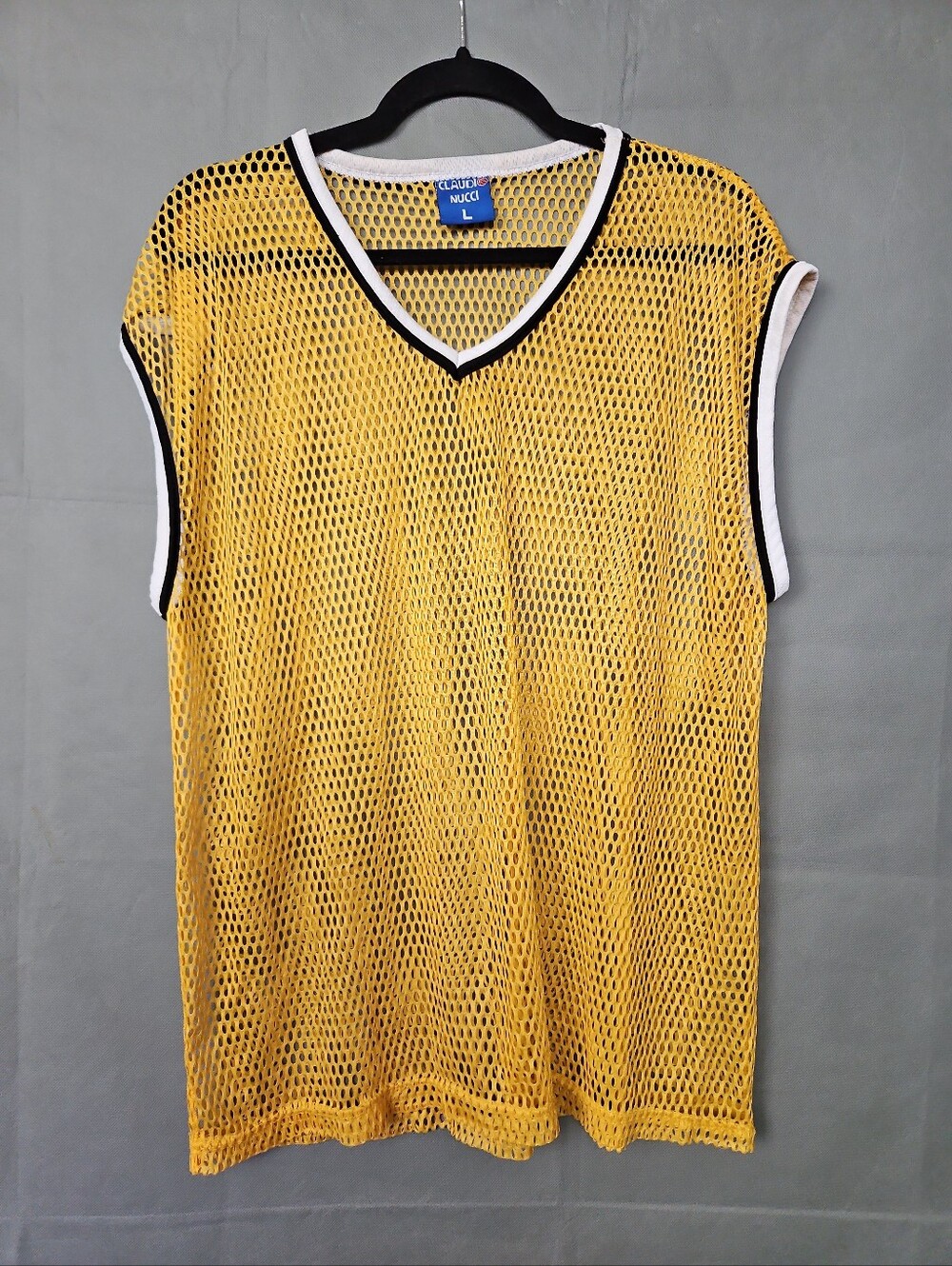 Vintage Yellow Mesh V-Neck Sleeveless Top